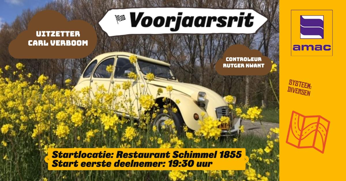 AMAC Voorjaarsrit 1 week opgeschoven